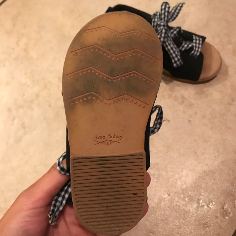 Zara Baby navy blue suede/ plaid lace up shoe Sz24 - Picture 3 of 4